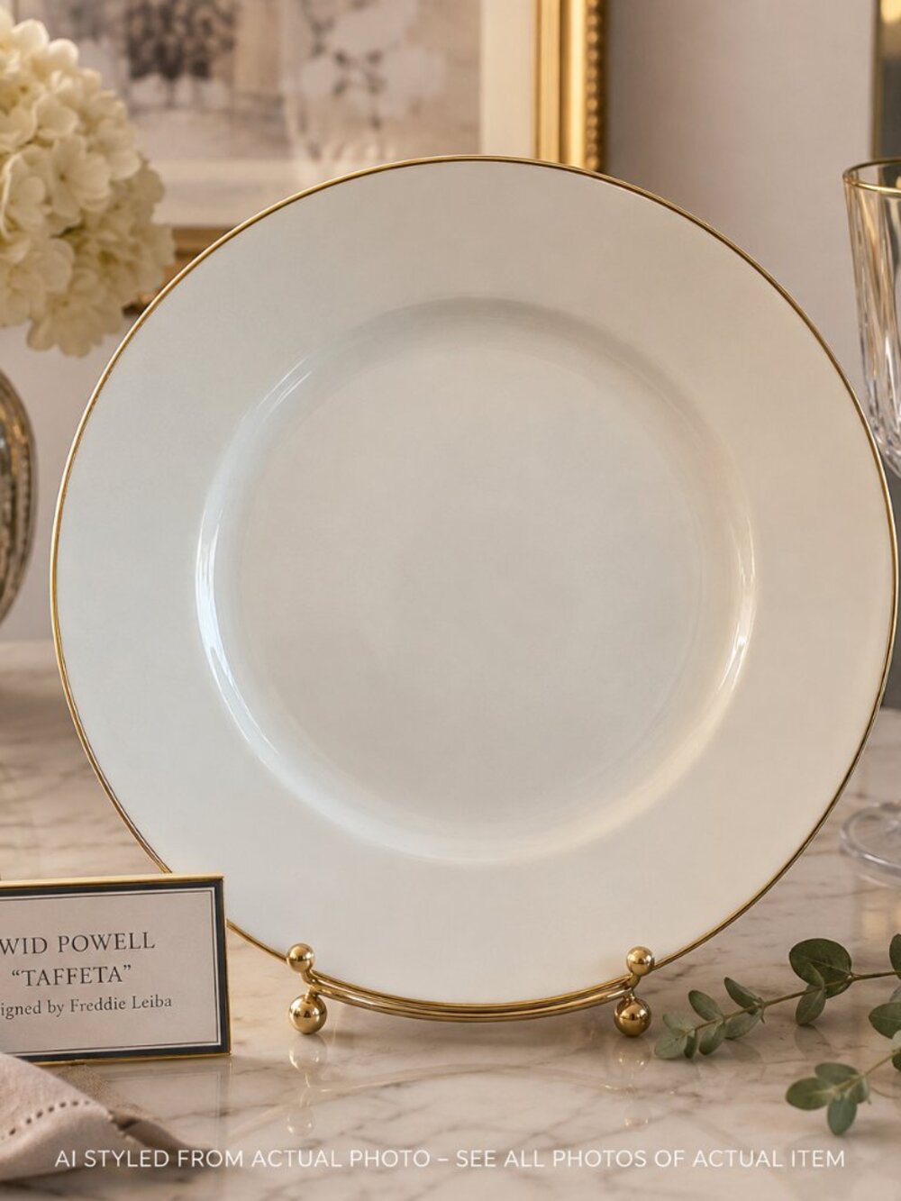 Swid Powell Taffeta Salad Plate Freddie Leiba Gold Rim Designer Porcelain